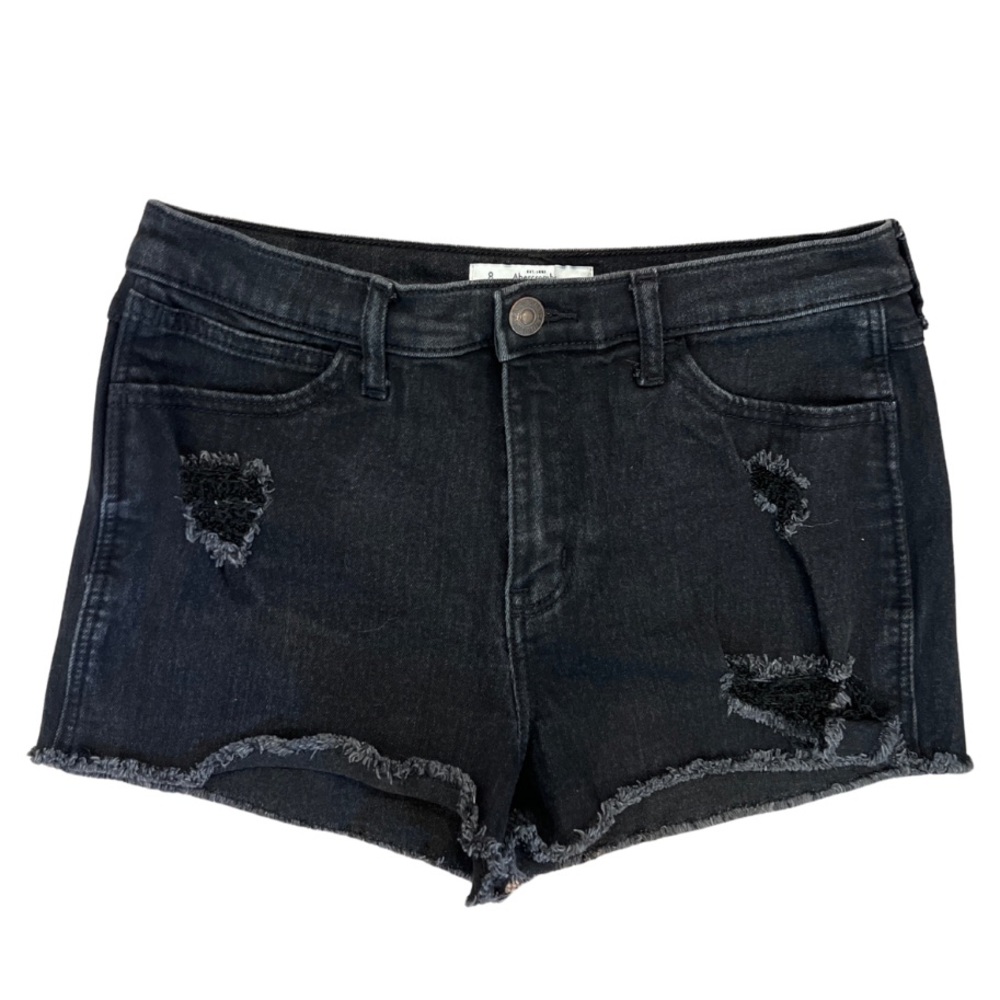 Abercrombie Women's Black Distressed Denim Shorts